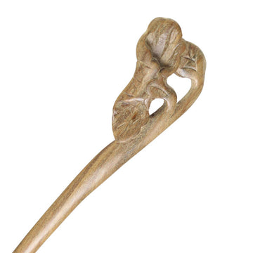 CrystalMood Handmade Carved Wood Hair Stick Lotus Leaf Lignum-vitae